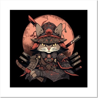 samurai cat Posters and Art